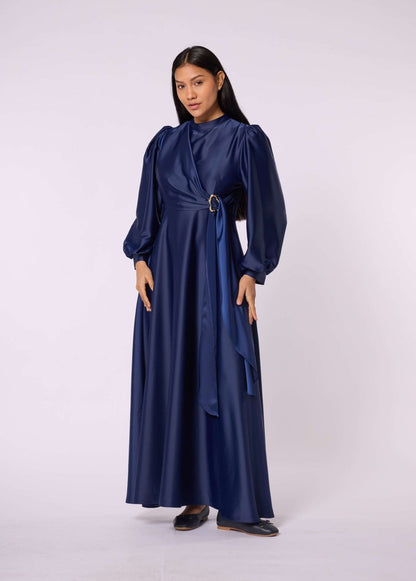 Cross Apron Detail Buckle Accent Dress