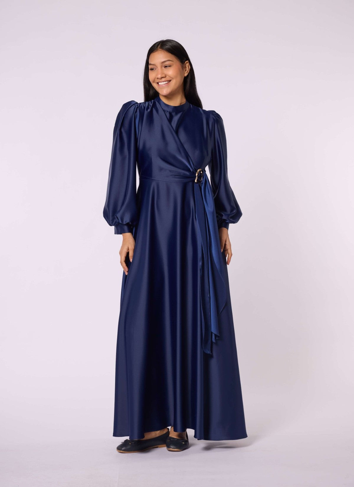 Cross Apron Detail Buckle Accent Dress