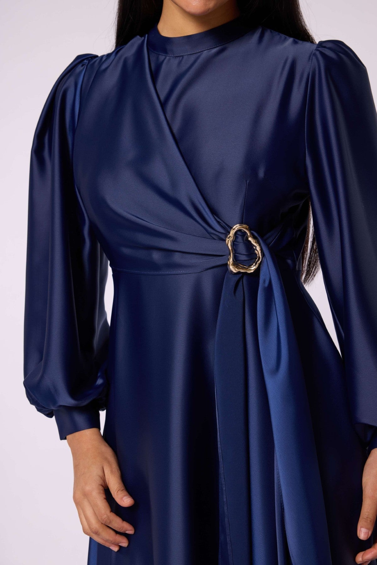 Cross Apron Detail Buckle Accent Dress