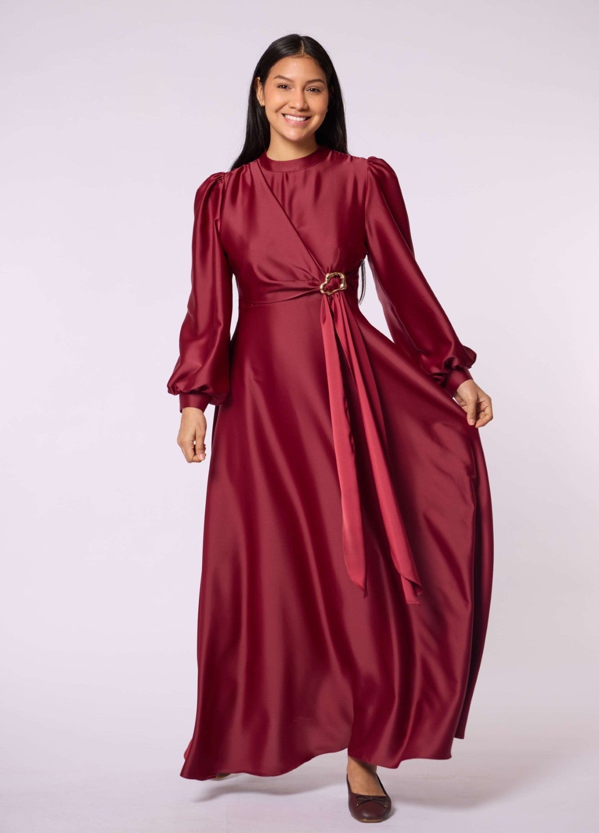 Cross Apron Detail Buckle Accent Dress