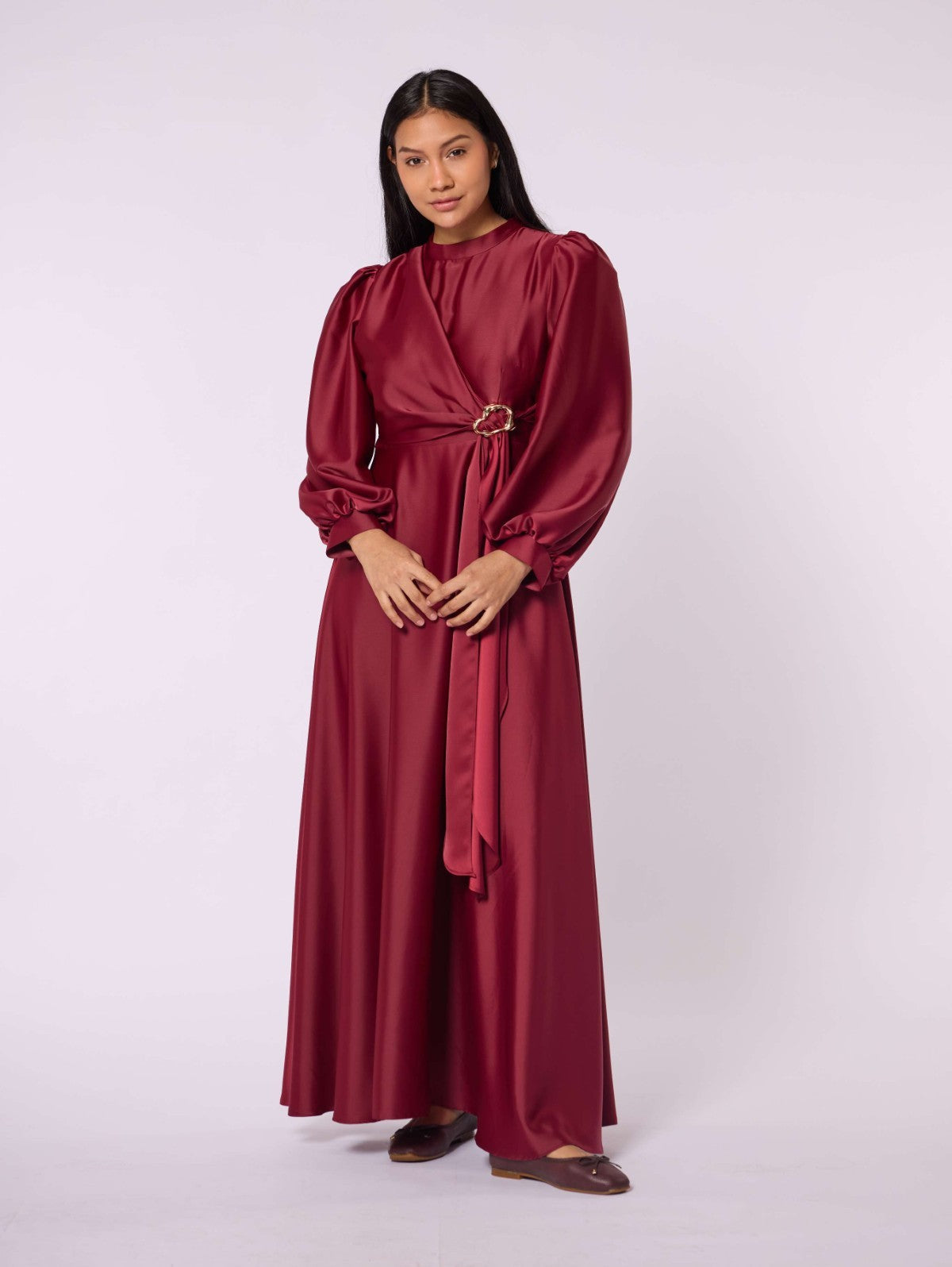 Cross Apron Detail Buckle Accent Dress