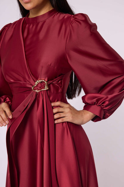 Cross Apron Detail Buckle Accent Dress