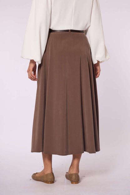 Belt Accessory Zip-Up Tencel Skirt