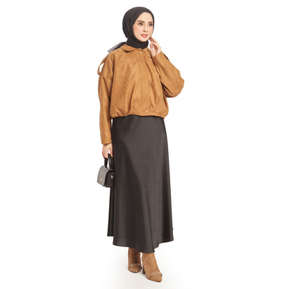 Suede Zipper-Front Drawstring Jacket