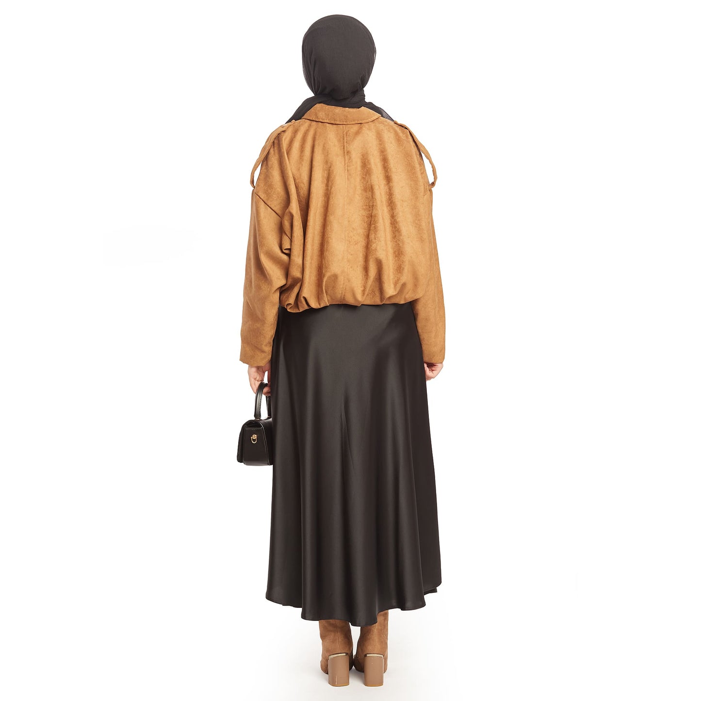Suede Zipper-Front Drawstring Jacket