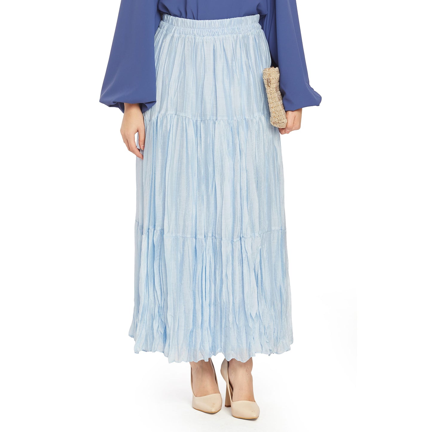 Pleated Lined Chiffon Skirt