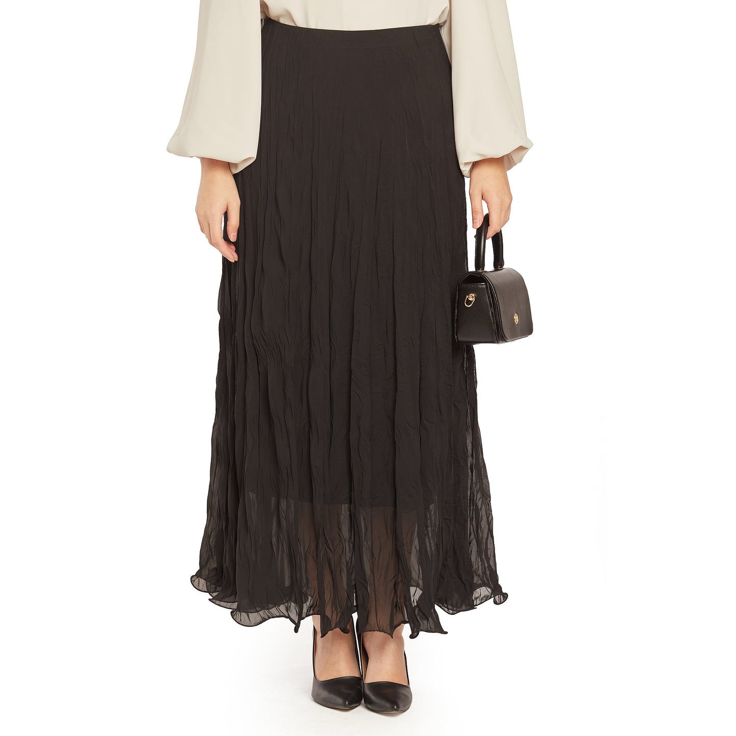Wavy Look Flowing Chiffon Long Skirt
