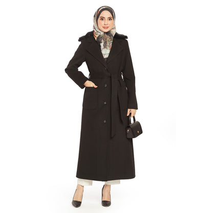Fur-Detailed Pocketed Cashmere Coat