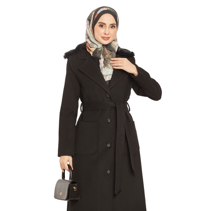 Fur-Detailed Pocketed Cashmere Coat
