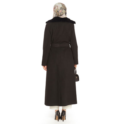 Fur-Detailed Pocketed Cashmere Coat