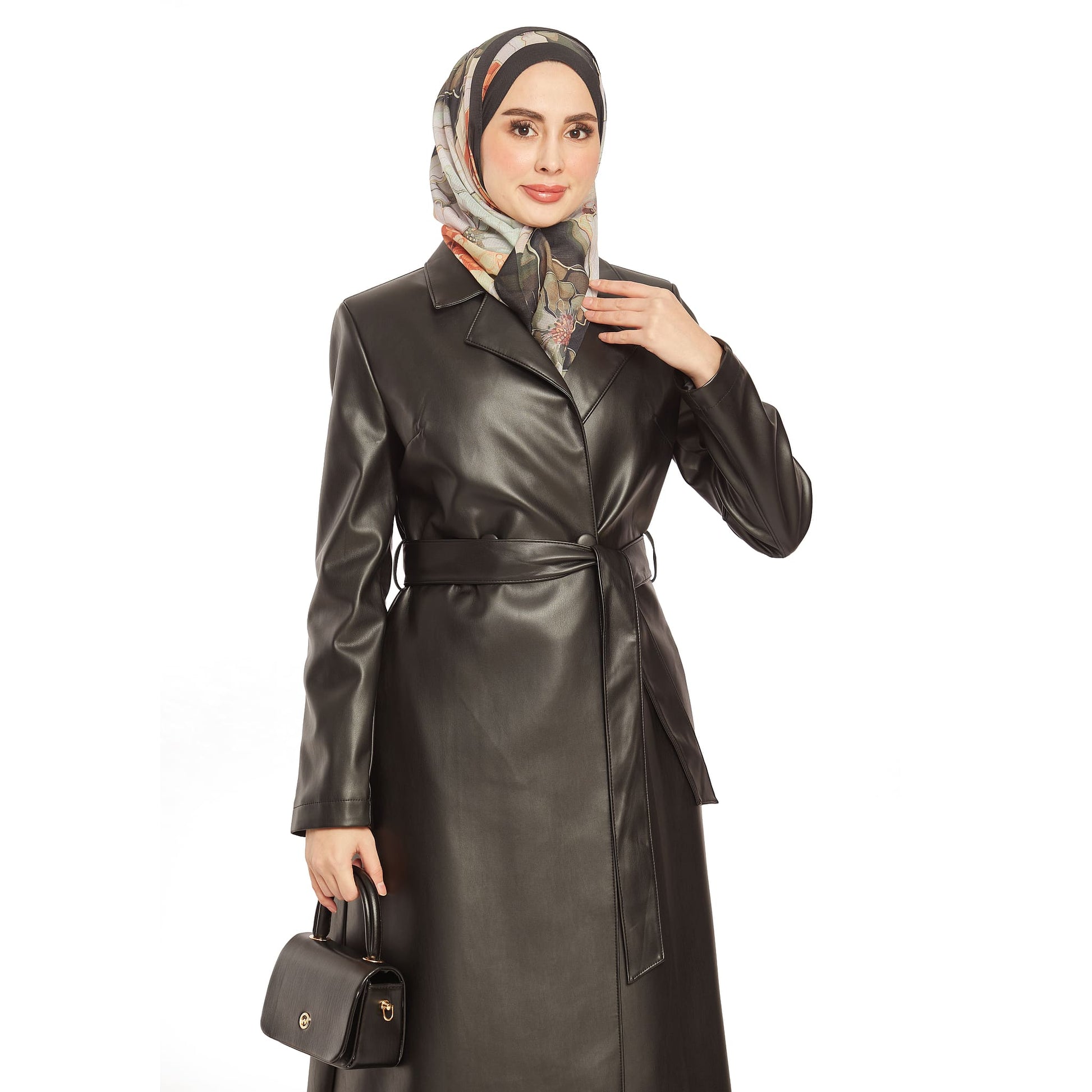 Double-Breasted Lined Leather Trench Coat