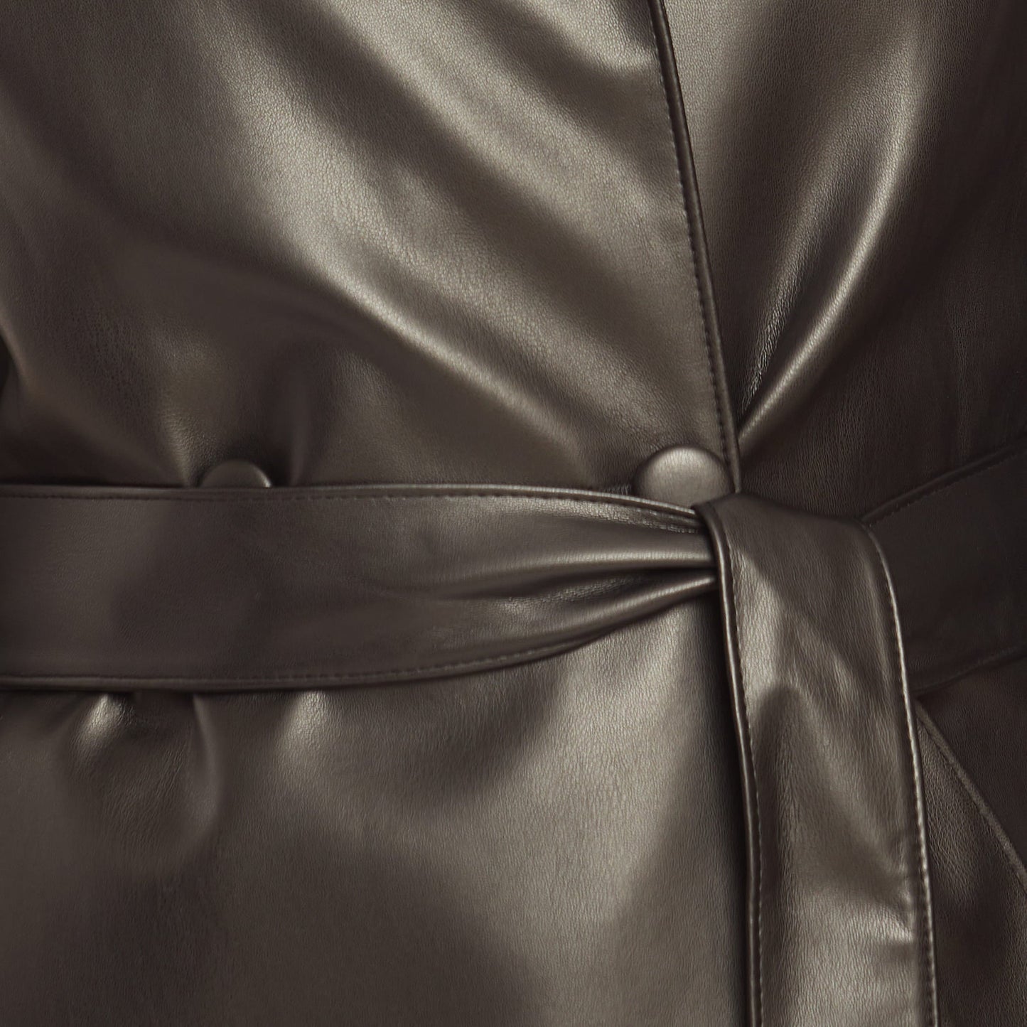 Double-Breasted Lined Leather Trench Coat