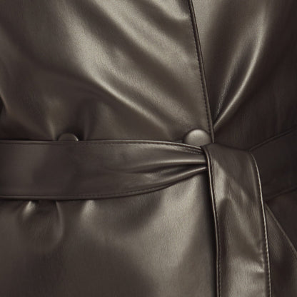 Double-Breasted Lined Leather Trench Coat