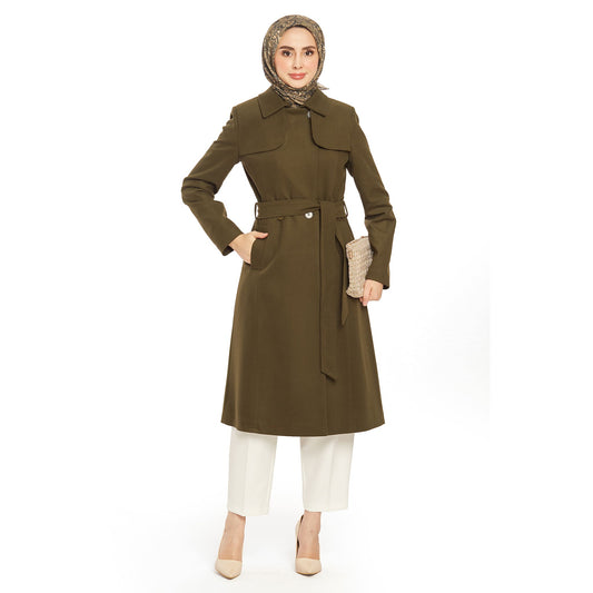 Concealed Placket Single-Button Lined Coat