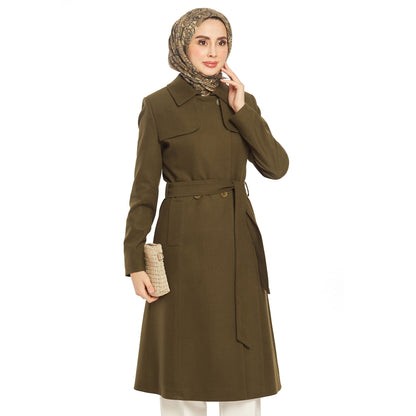 Concealed Placket Single-Button Lined Coat