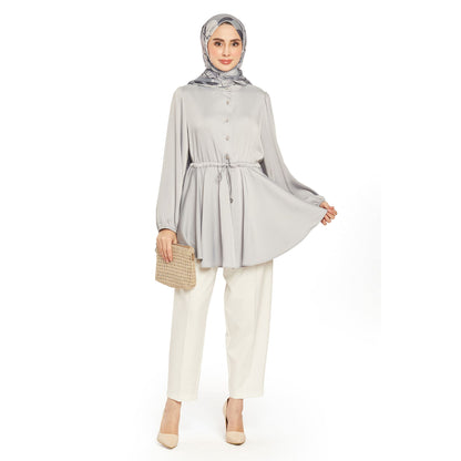 Shiny Stone Buttoned Judge Collar Blouse