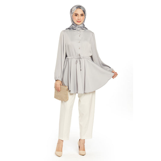 Shiny Stone Buttoned Judge Collar Blouse
