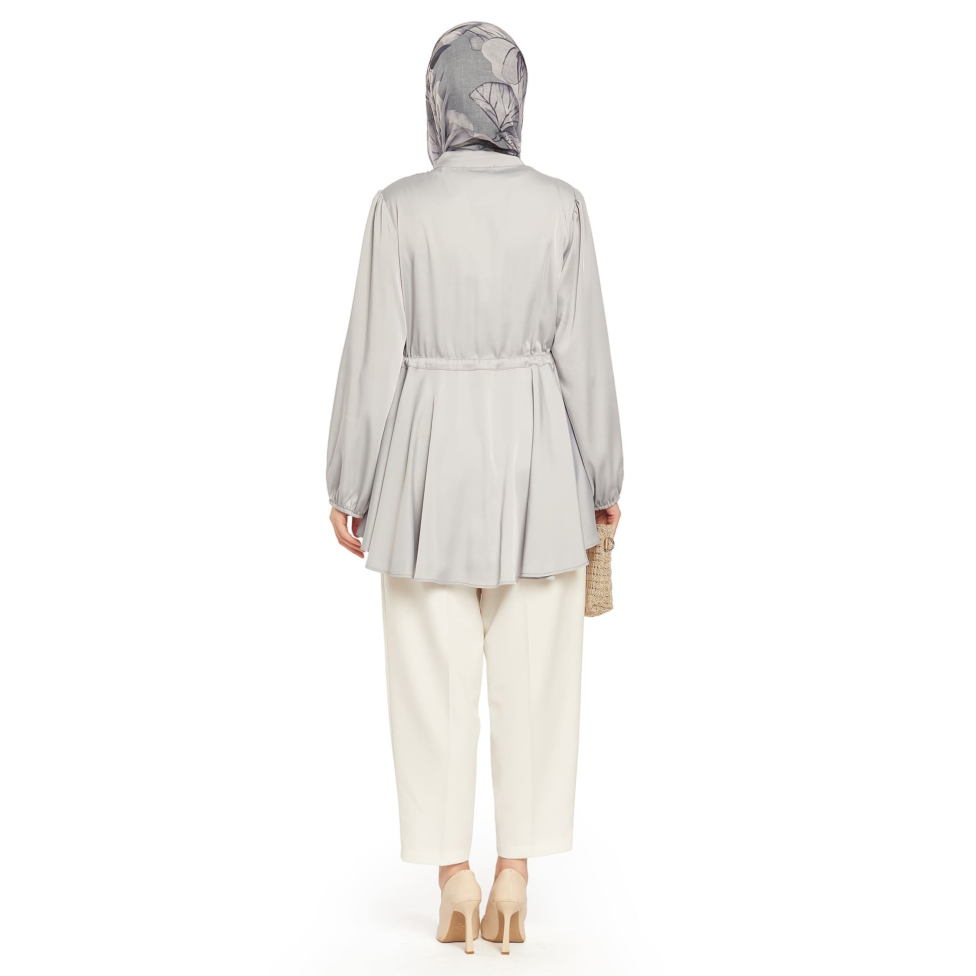 Shiny Stone Buttoned Judge Collar Blouse