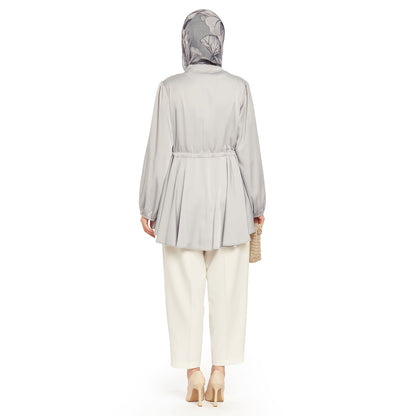 Shiny Stone Buttoned Judge Collar Blouse