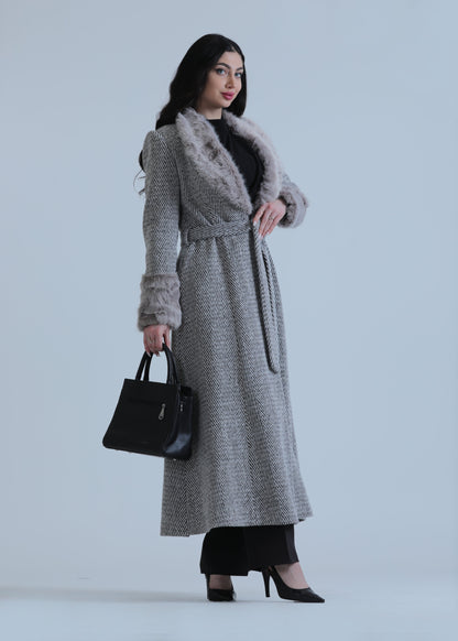 Women's fur jacket with shirt
