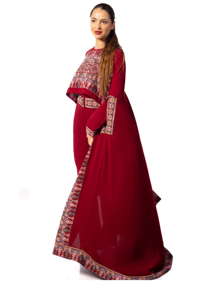 Elegance in Embroidery A Regal Red Jumpsuit