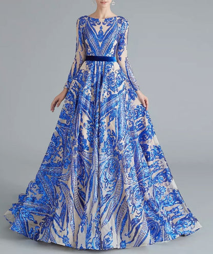 Liza Sequin Evening Gown- Royal Blue