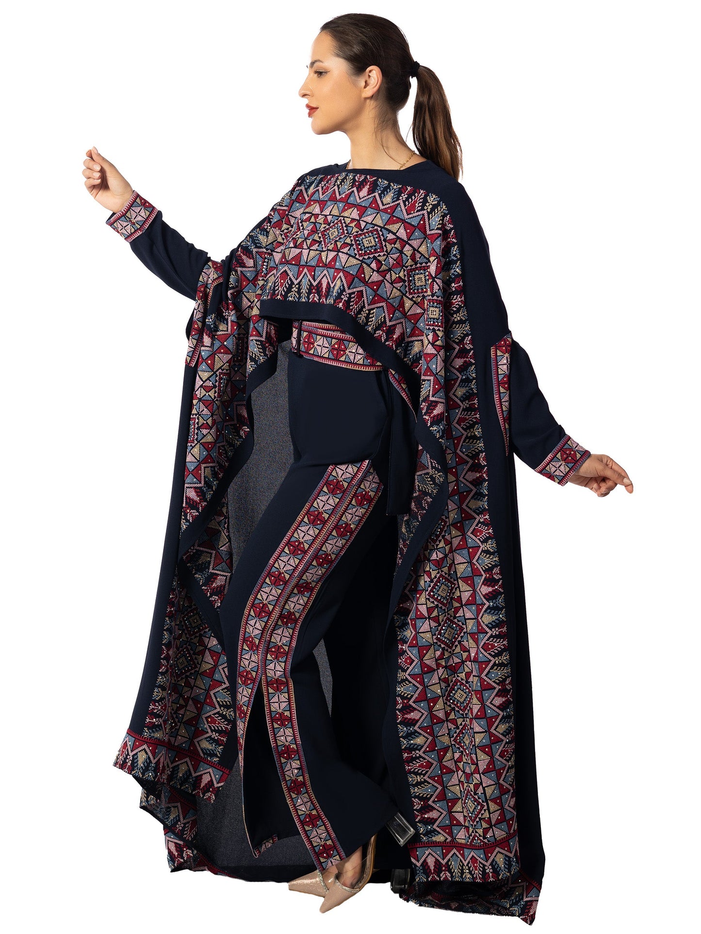 Elegance in Embroidery A Regal Red Jumpsuit