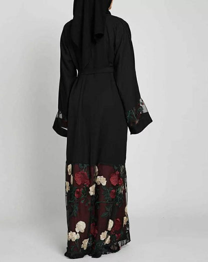 Ridaa-Floral Lace Abaya