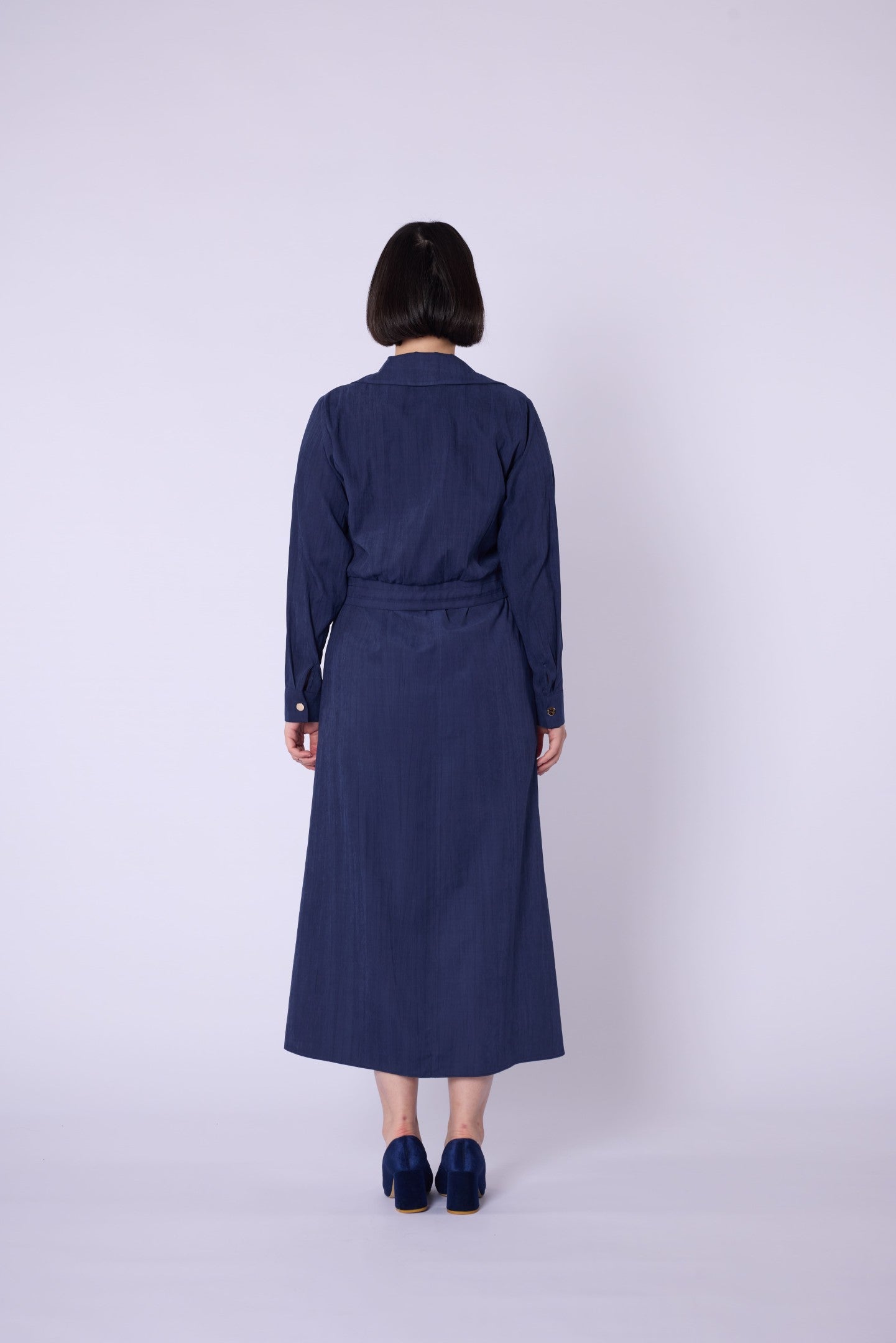 Polo Collar Pocket Detail Jacket-Style Dress