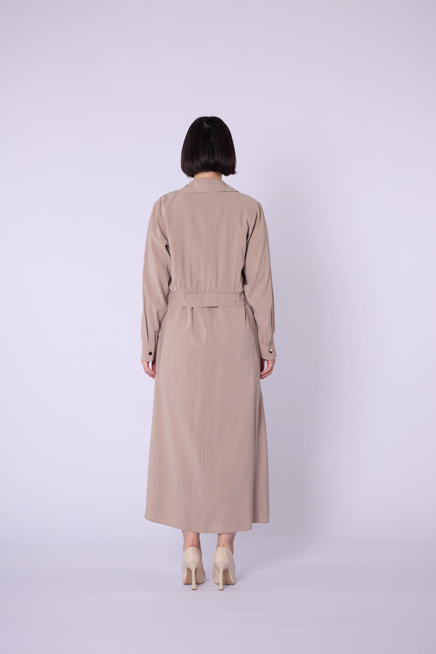 Polo Collar Pocket Detail Jacket-Style Dress