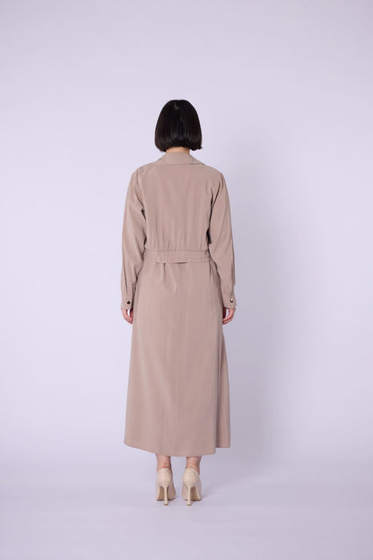Polo Collar Pocket Detail Jacket-Style Dress