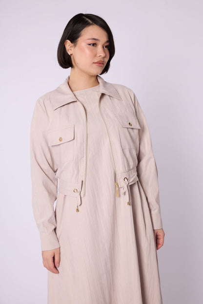 Polo Collar Pocket Detail Jacket-Style Dress