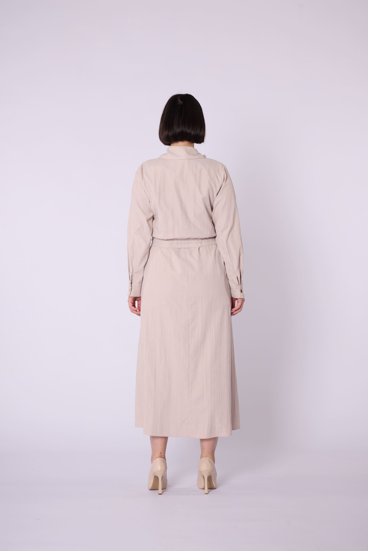 Polo Collar Pocket Detail Jacket-Style Dress