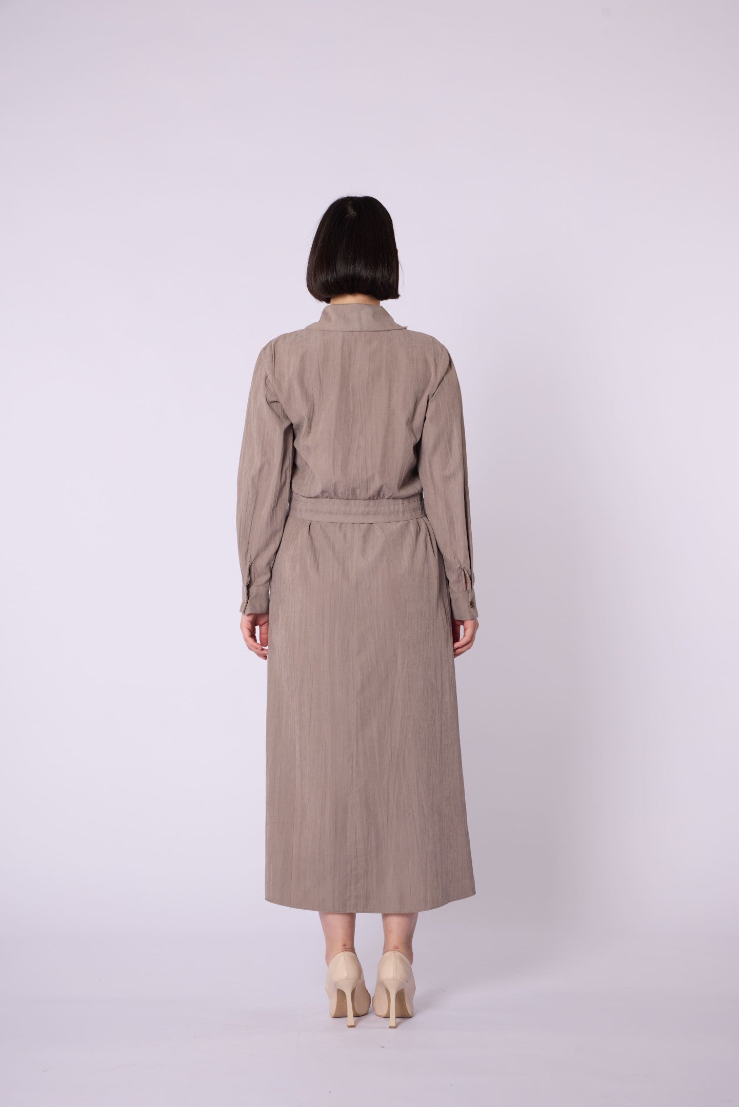 Polo Collar Pocket Detail Jacket-Style Dress