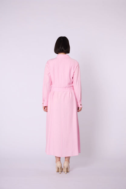 Polo Collar Pocket Detail Jacket-Style Dress