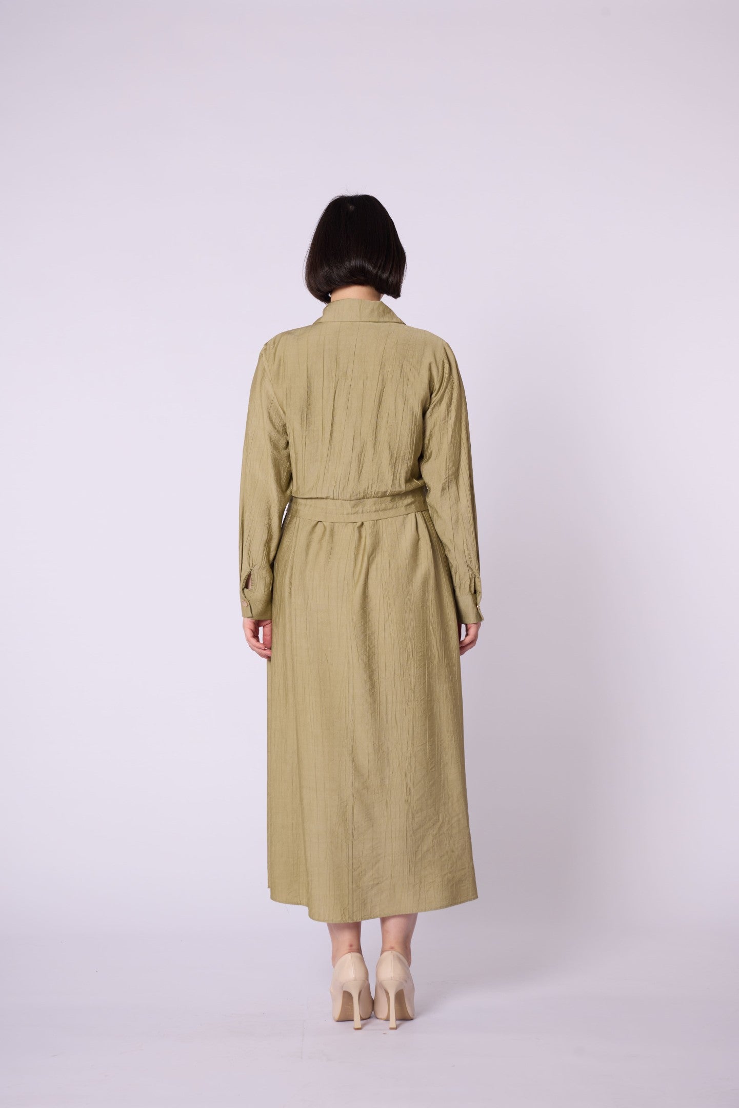 Polo Collar Pocket Detail Jacket-Style Dress