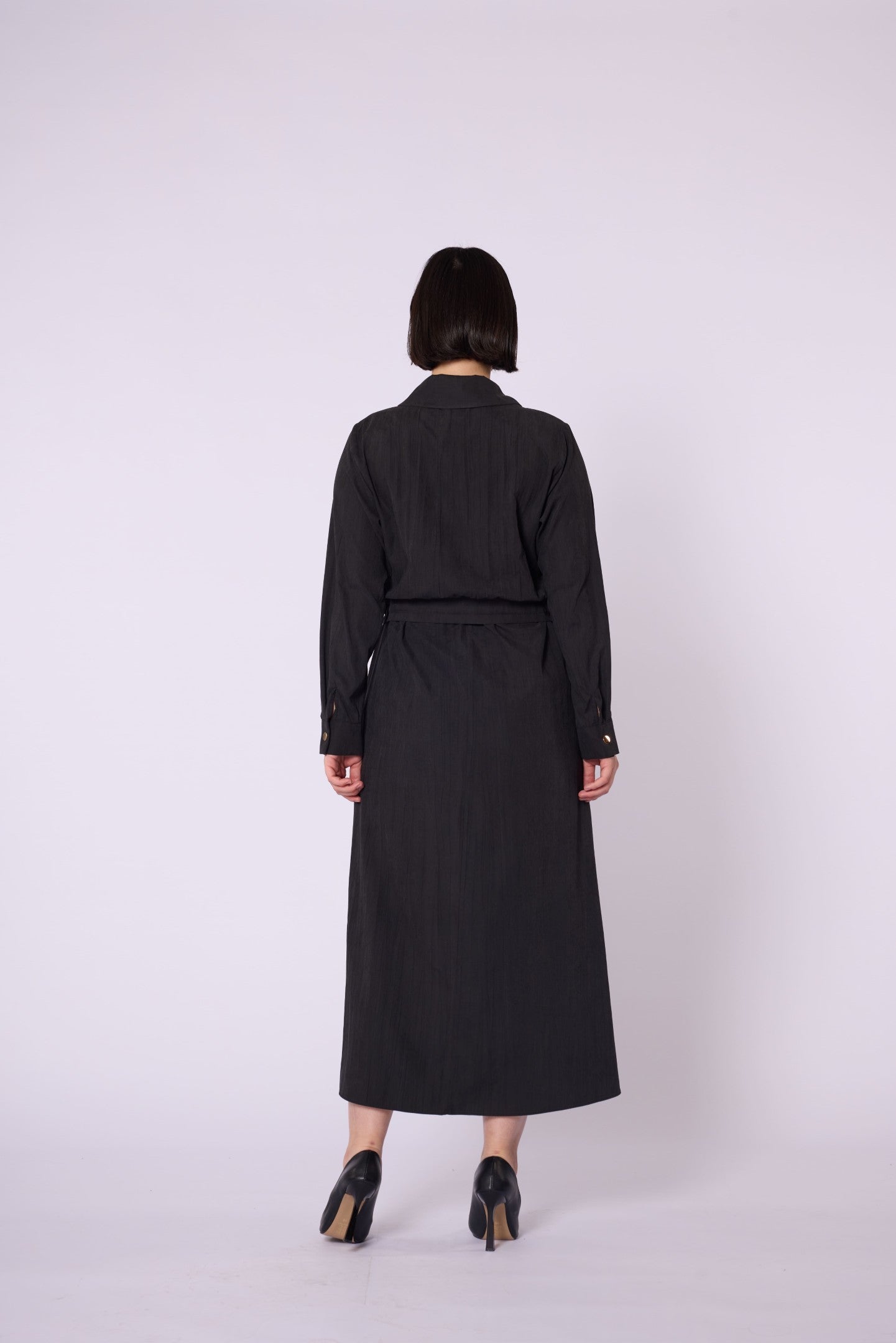 Polo Collar Pocket Detail Jacket-Style Dress