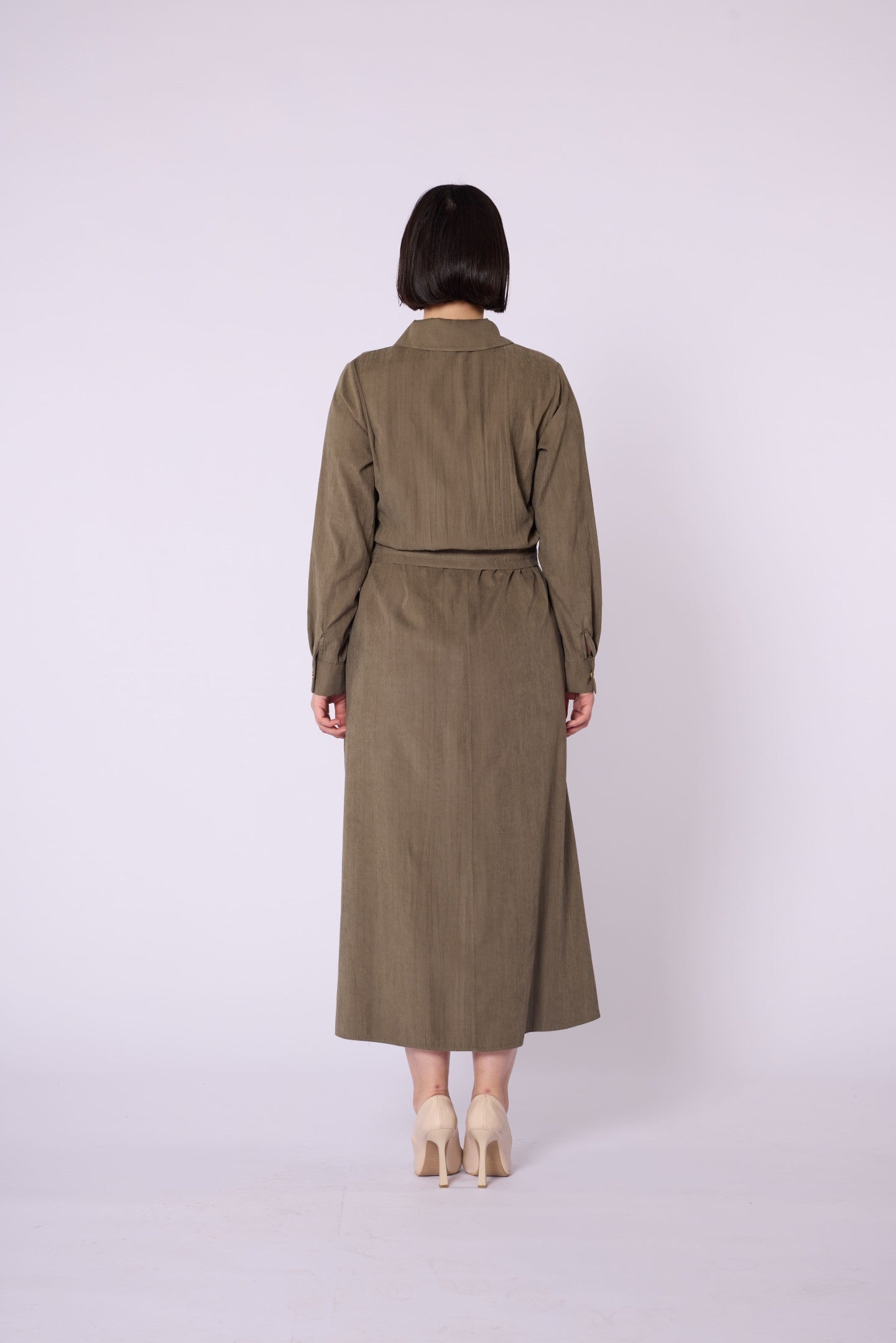 Polo Collar Pocket Detail Jacket-Style Dress