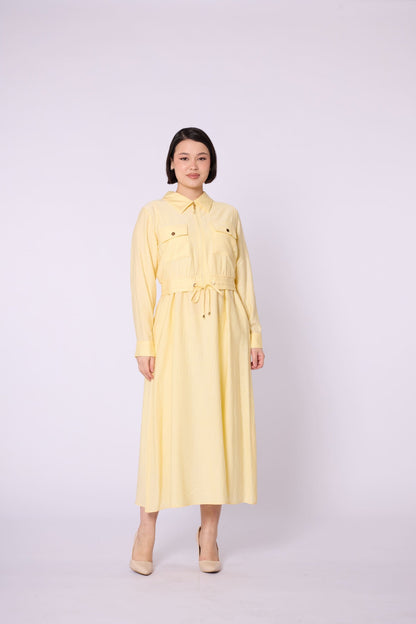 Polo Collar Pocket Detail Jacket-Style Dress