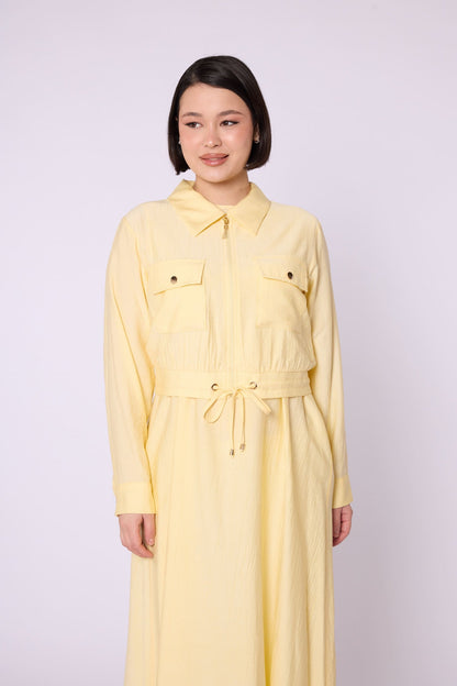 Polo Collar Pocket Detail Jacket-Style Dress