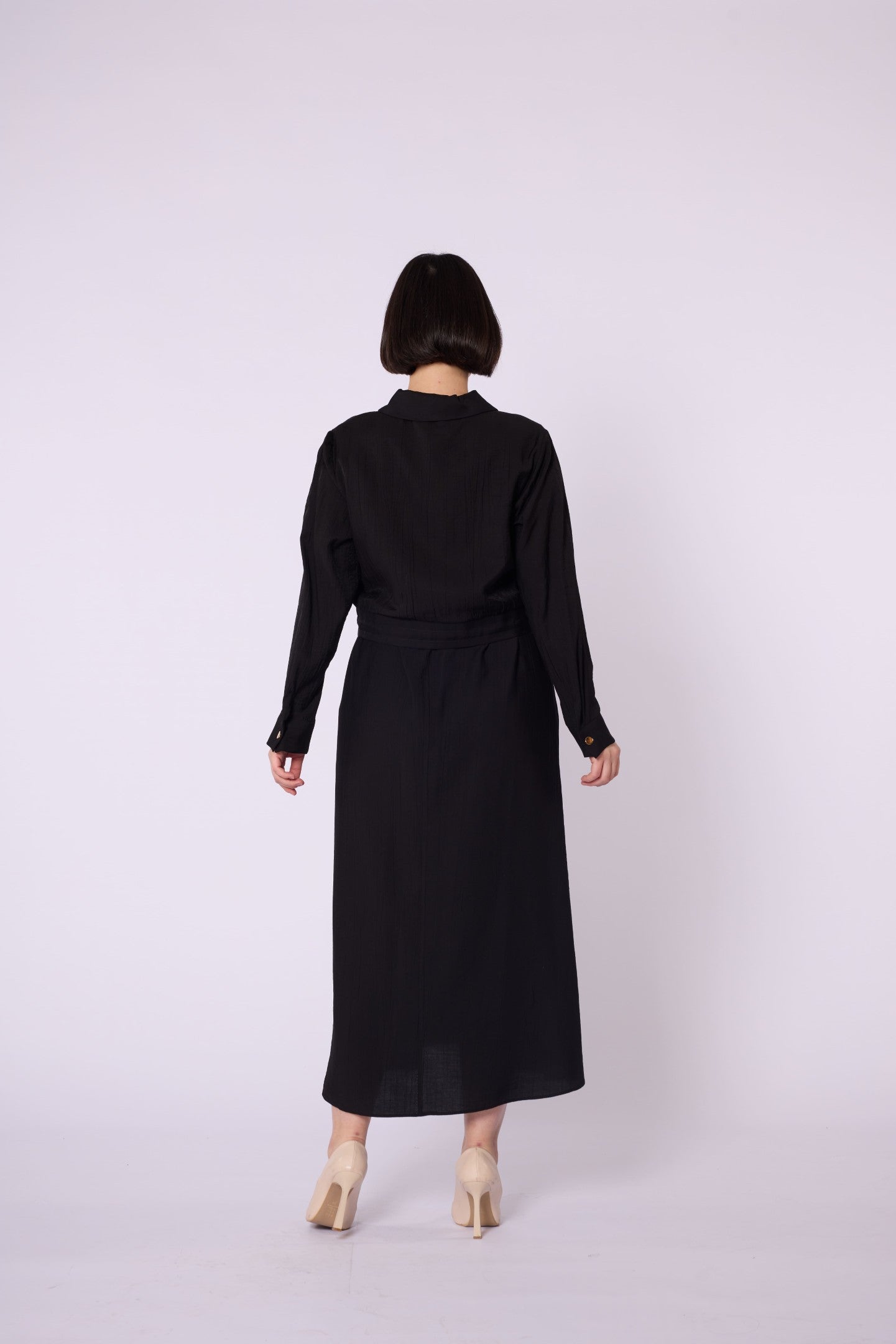 Polo Collar Pocket Detail Jacket-Style Dress