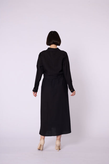 Polo Collar Pocket Detail Jacket-Style Dress
