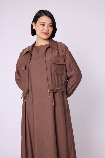 Polo Collar Pocket Detail Jacket-Style Dress