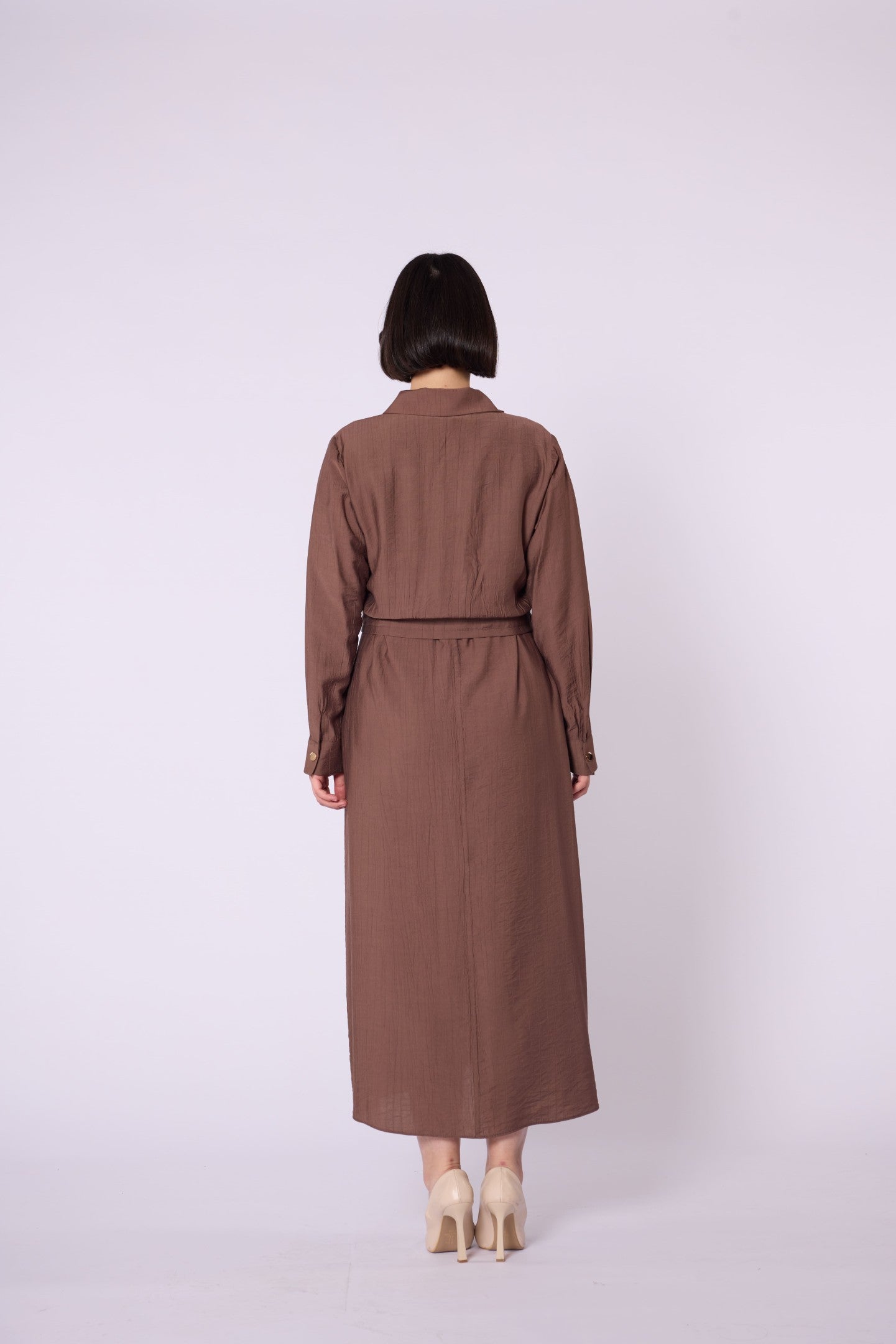 Polo Collar Pocket Detail Jacket-Style Dress