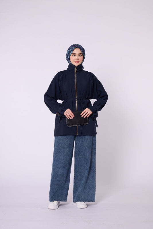 Stitch Detail Pocketed Lightweight Summer Jacket