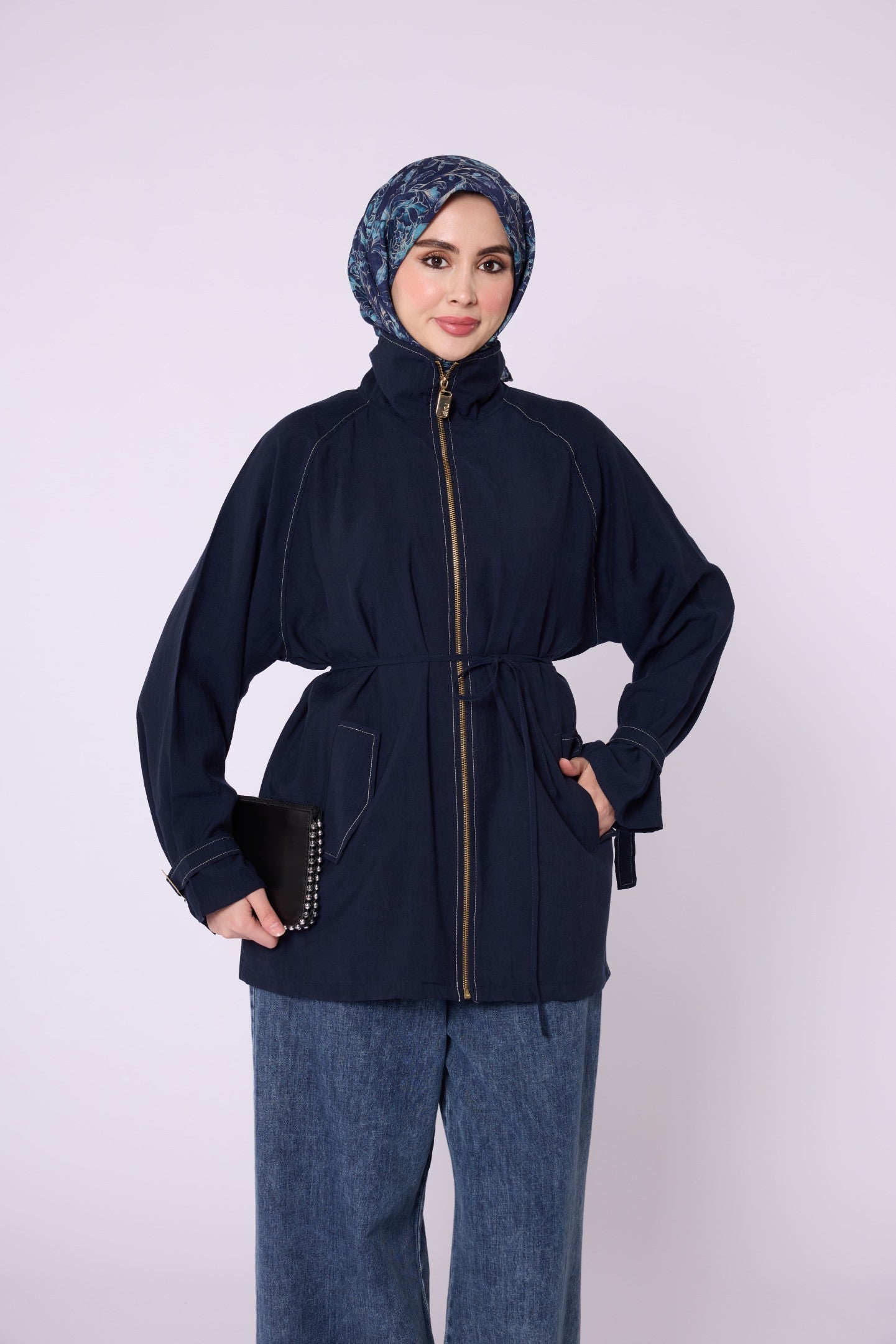 Stitch Detail Pocketed Lightweight Summer Jacket