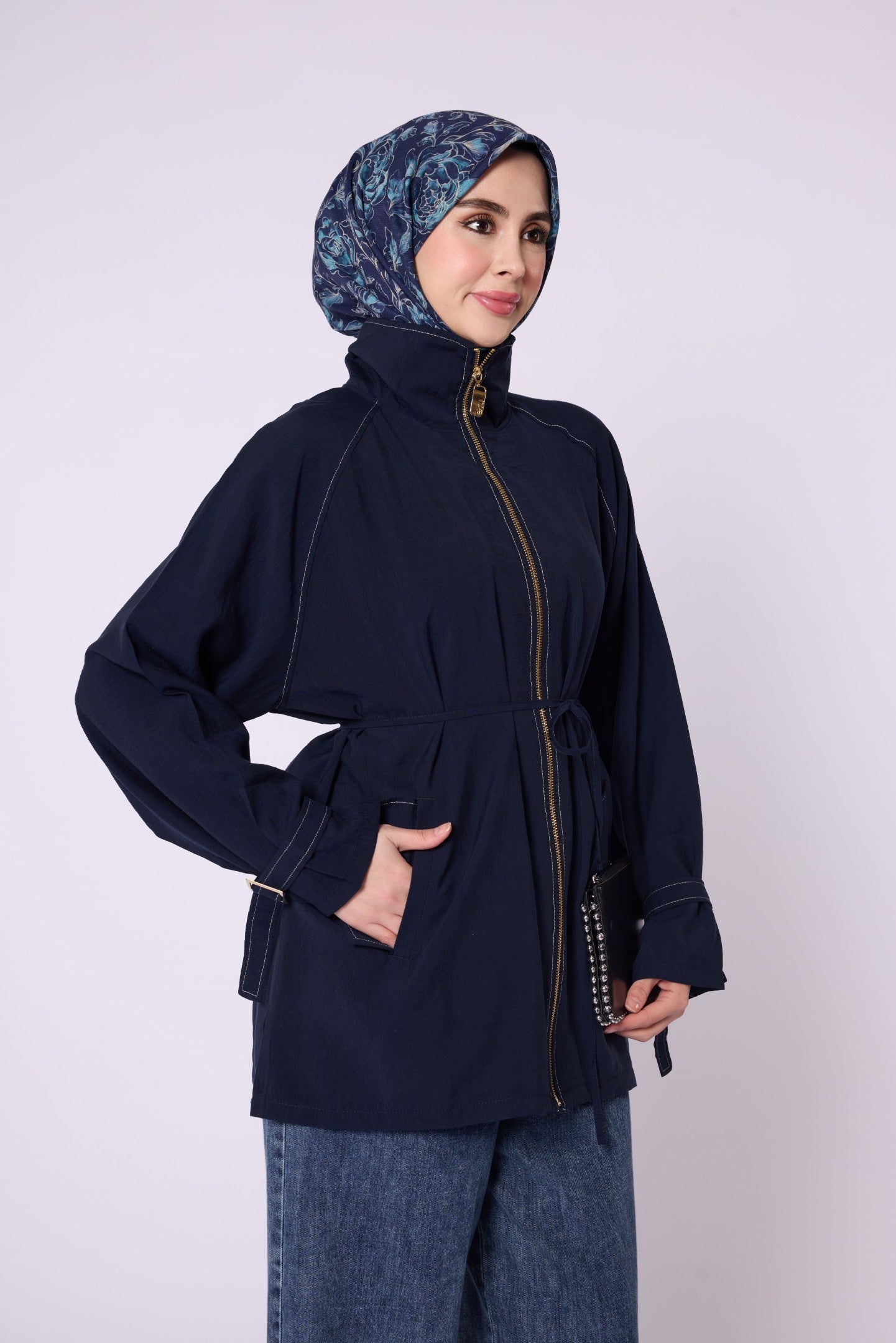 Stitch Detail Pocketed Lightweight Summer Jacket