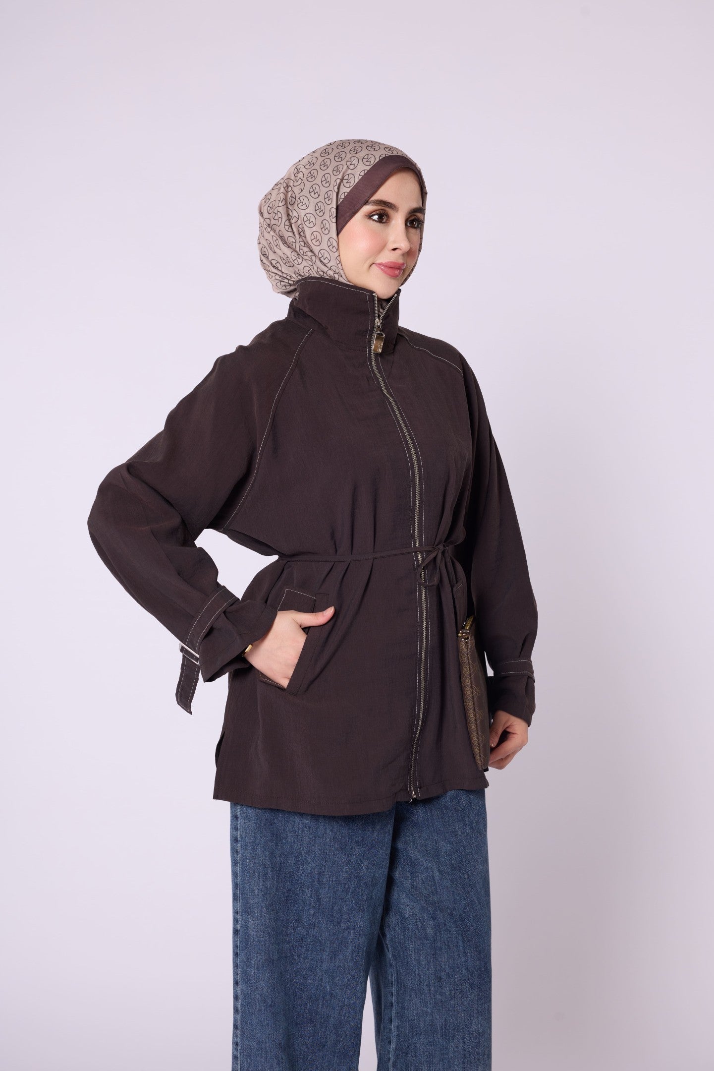 Stitch Detail Pocketed Lightweight Summer Jacket