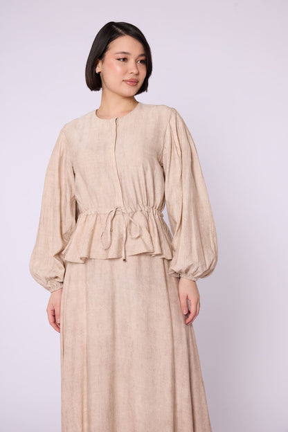 Gathered Waist Belted Skirt Set