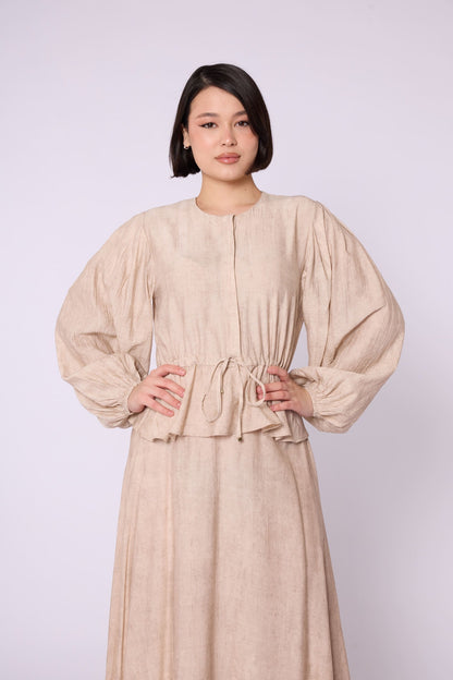 Gathered Waist Belted Skirt Set